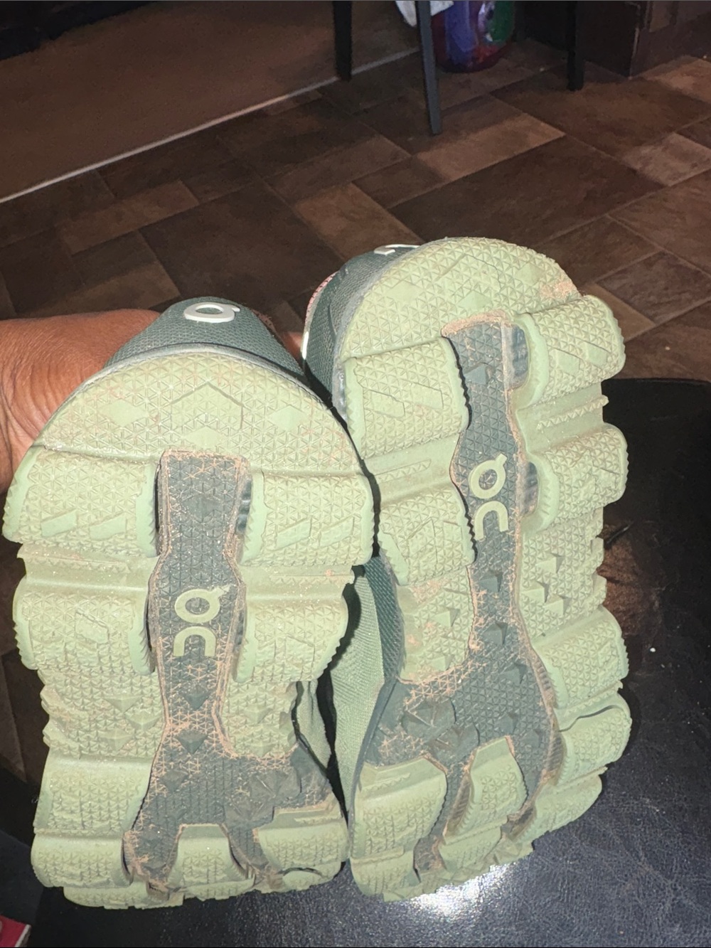 On Running Women’s Trail Runners in Olive and Pink - Picture 3 of 6